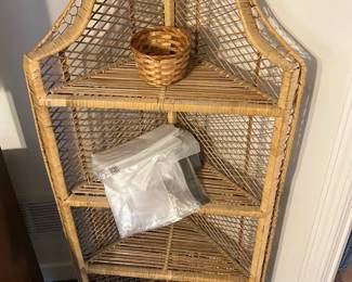 Wicker Corner Shelf Unit