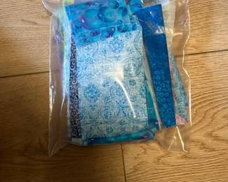 Bag of Blue Quilting Fabric Scraps