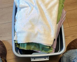 Plastic Storage Bin with Linens