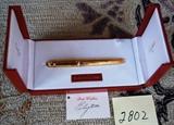 GOLD PLATED CARTIER PASHA ROLLERBALL PEN WITH GIFT CARD SIGNED BY ELIZABETH TAYLOR