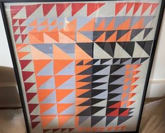 Geometric_Art — Triangle-pattern art, professionally framed in matte black metal, 16” wide x 20” tall.