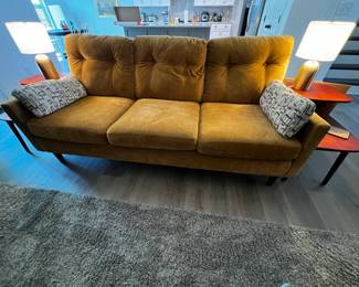 Yellow Tufted Velvet Sofa