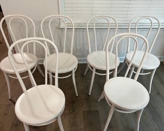 Ikea White Metal Bistro Chairs round seat