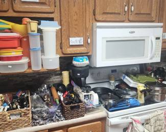 Vintage Tupperware and kitchen utensils
