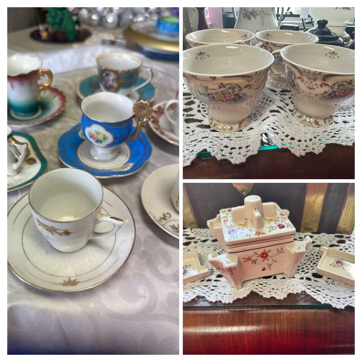 cups and saucers, Japanese smoking set, Gorham cups