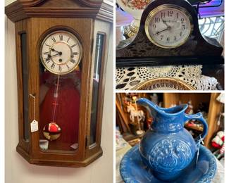 clocks and pottery\