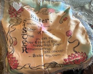 Vintage satin souvenir pillow