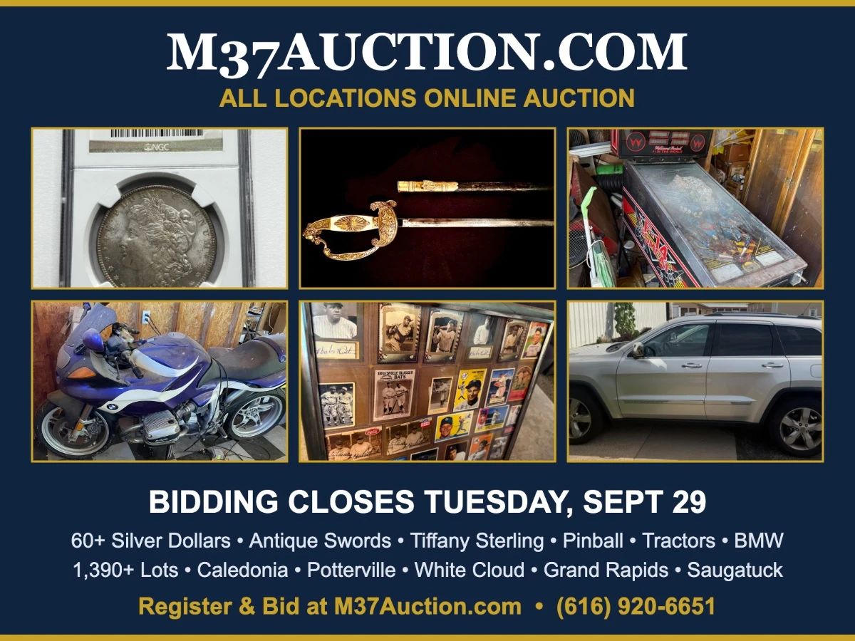 M37Auction.com All Locations Online Auction – Bidding Closes Tuesday, Sept 29 – Caledonia, Potterville, White Cloud, Grand Rapids & Saugatuck