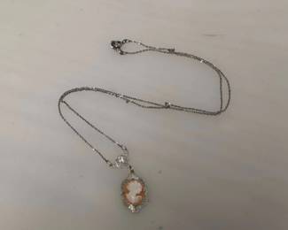 Vintage 925 Sterling Cameo Necklace