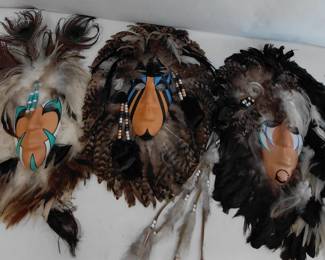 3 Vintage Signed and Numbered R. W. Adams 1989 Native Tribal Art Masks