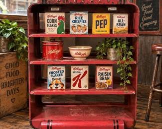 1930s Kellogg's Cereal Store Display Rack, Embossed Metal Advertising, Rare – Potterville