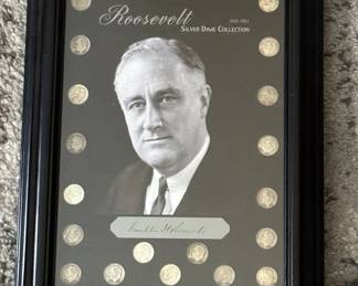 Framed Complete Silver Roosevelt Dime Set 1946–1964 (19 Coins)