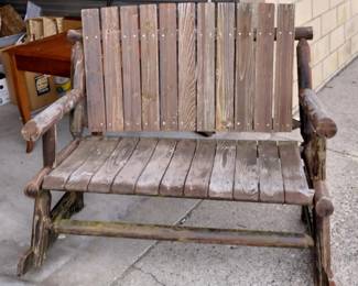 Outdoor Wooden Rocking Bench