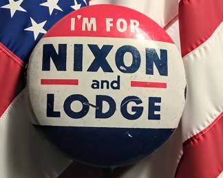 1960 "I'm for Nixon and Lodge" Presidential Campaign Button – Green Duck Chicago – Potterville