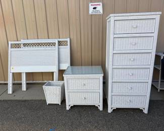 Henry Link Lexington White Wicker Bedroom Set