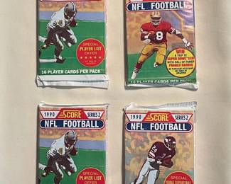 4 Unopened 1990 NFL Football Card Packs