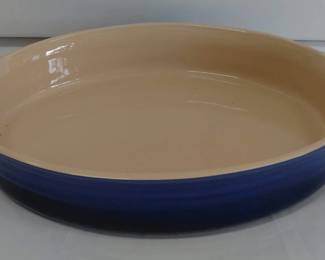 Le Creuset Large Stoneware Oval Casserole - Blue, 12" in Base of Casserole