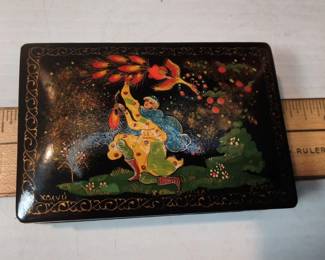 Russian Kholuy Lacquer Box – Hand-Painted Firebird, Signed Sukhov – Potterville