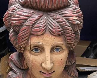 Carved Polychrome Ship Figurehead-Style Female Bust – White Cloud