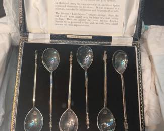 1963 Tiffany & Co. Sterling Silver Lion-Sejant Spoons – Cased Set of 6 with Original Receipt – Potterville
