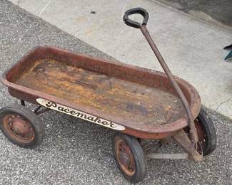 Vintage "Pacemaker" Red Metal Pull Wagon