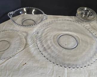 Vintage Candlewick Glass Lot – Platter, Bowls & Heart Candy Dish