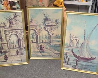 Mid-Century Triptych Wall Panels – 20" x 32" Each