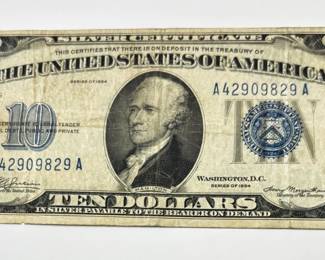 1934 $10 Blue Seal Silver Certificate