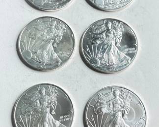 Lot of 6 - 2016 American Silver Eagle Bullion Coins