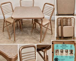 4 Pc 1950s Cosco Fashionfold Folding Dinette Set - Table & 3 Chairs - Made in USA – Potterville
