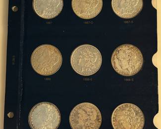 Lot of 9 Morgan Silver Dollars - 1887 to 1889-O, Incl. 1889-CC
