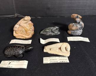 An Assortment Of Carved Reptiles maybe Amphibians