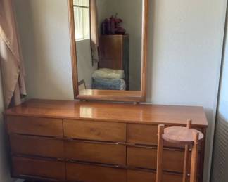 03 Wooden Dresser With Mirror Plant Stand