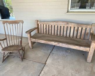 Wooden Patio Bench And Rocker
