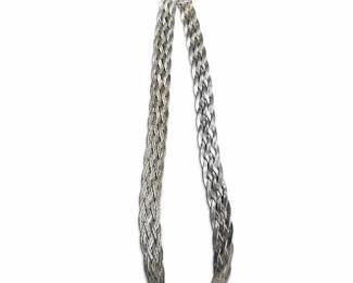 Milor Sterling Silver Braided Herringbone Necklace