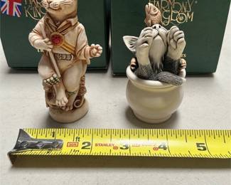 Harmony Kingdom “Morris On” and “Cookie’s Jar” Cat Box Figurines, Signed (5/5)