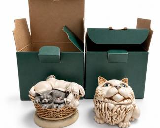 Harmony Kingdom Pecking Order TJBM Box Figurine and Cat Trinket Box, with Boxes
