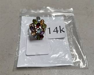 14K Yellow Gold Multigem Cluster Ring (3/4)