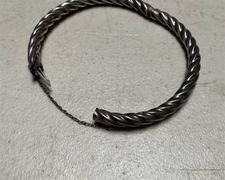 Rope-Twist Hinged Bangle Bracelet, Marked Sterling Silver (2/4)