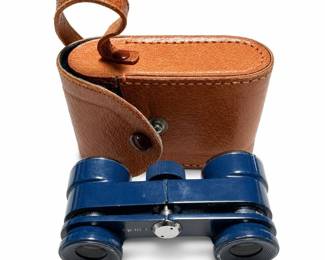 Blue Opera Glasses Marked "optinor" with Carrying Case
