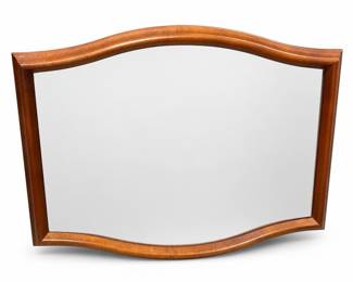 Horizontal Wood-Framed Mirror with Curved Rails