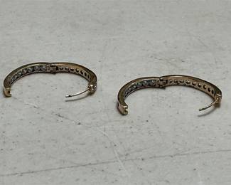 Gold-Tone Sterling Silver Inside-Out Cubic Zirconia Hoop Earrings (2/5)