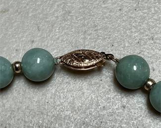 Green Bead Necklace with 14k Gold Openwork Clasp, 38 g (2/4)