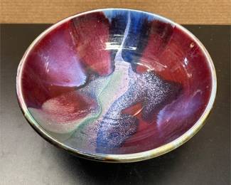 Glazed Ceramic Bowl with Multicolored Abstract Glaze (2/2)