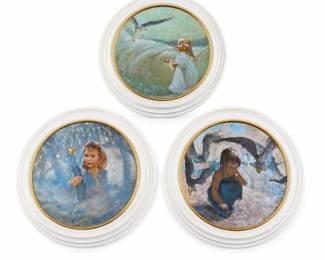 Three Framed Viletta Thornton Utz Fine China Collector Plates