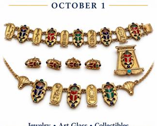 Placer Auctions: 18k gold Egyptian Revival scarab jewelry, lots begin closing Thursday, October 1 at 7 PM Pacific