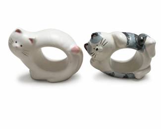 Glazed Ceramic Cat Napkin Rings