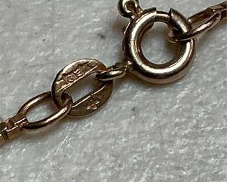 14k Gold Box-Chain Necklace with Square Solitaire Pendant (3/5)