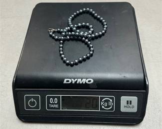 Knotted Dark Lustrous Bead Necklace with Sterling Silver 925 Clasp (4/4)