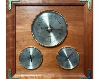 Wood-Framed Wall-Mounted Analog Weather Station